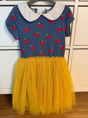 Taylor Joelle:  Snow White Blue Apple Print Dress with Yellow Tulle Skirt